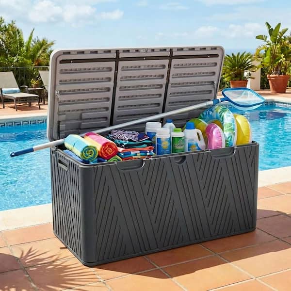 Aoodor 85 Gal. Medium Dark Gray Plastic Resin Outdoor Storage Deck