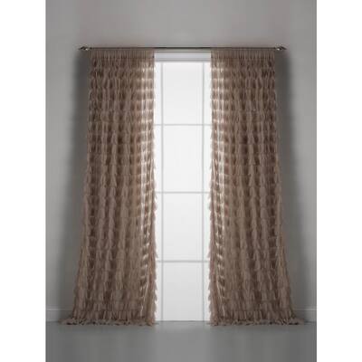 Sable Tulle Petals Solid Rod Pocket Room Darkening Curtain - 54 in. W x 108 in. L