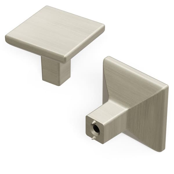 HICKORY HARDWARE Skylight Collection 1-1/4 In. Square Knob Modern Stainless Steel Decorative Drawer, Kitchen, Bathroom (1-Pack)