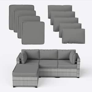 9-Piece 25.6 in. Outdoor Cushion Covers Grey