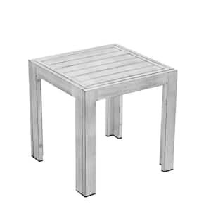 Chelsea Modern Weather Resistant Aluminum Patio Outdoor Side Table Square Patio End Table in Weathered Grey