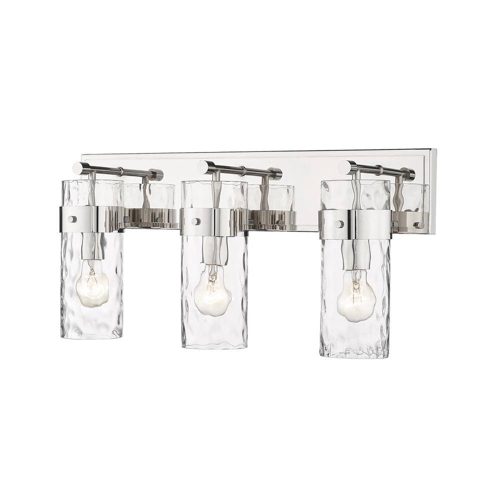 Fontaine 24 in. 3-Light Polished Nickel Vanity-Light with Clear Glass Shade