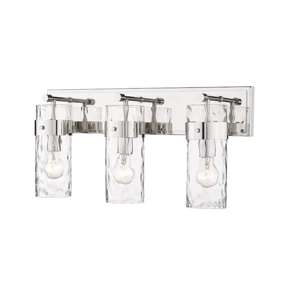 Fontaine 24 In 3 Light Polished Nickel Vanity Light With Clear Glass Shades 3035 3v Pn The 3630