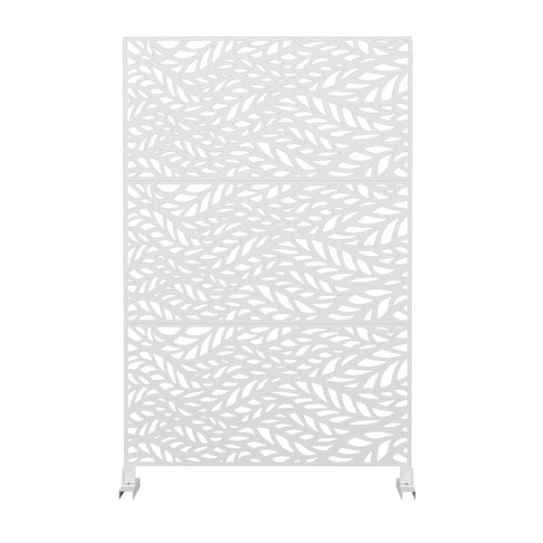 Seafuloy 76''H x 47.2''W Fence Privacy Screen Metal Material Patio Privacy Screen Decorative Outdoor Divider White