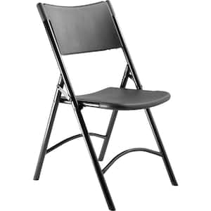 600 Heavy-Duty Black Plastic Metal Frame Folding Chair (4-Pack)