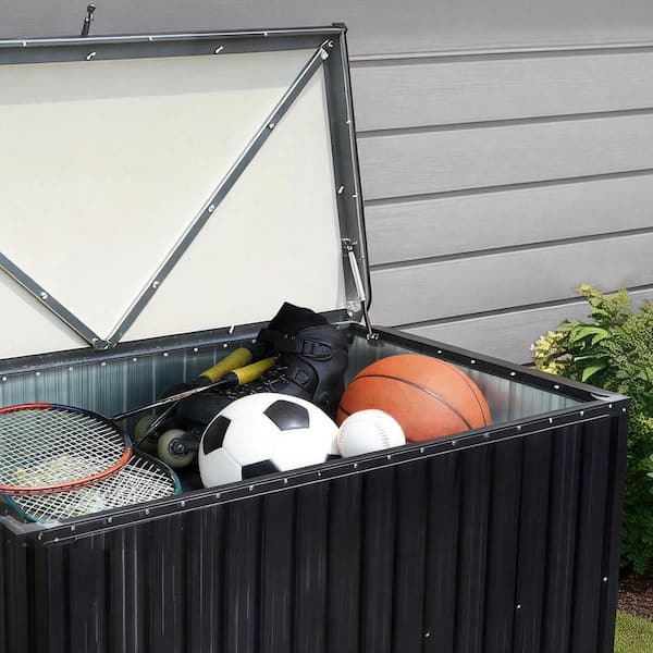 215 Gal. Black Metal Lockable Outdoor Storage Bench FF-S139B-L