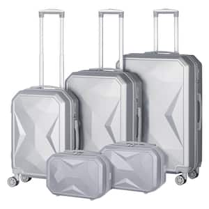 5-Piece Silver Crossroad Collection Upright Luggage with 8-Wheel Spinner TSA Compliant