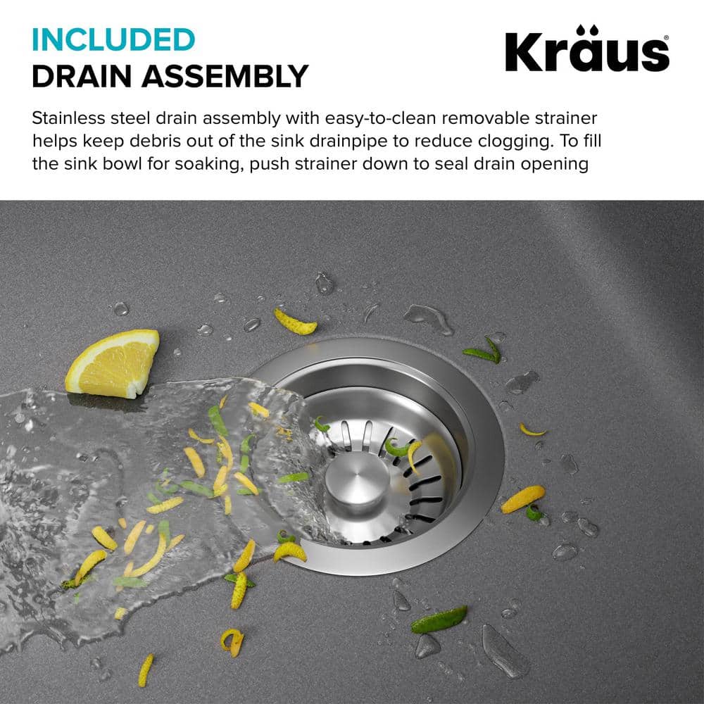 Gray 33-Inch Single Bowl Granite Drop-In Kitchen Sink