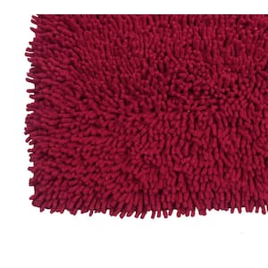 Shaggy Lux Bath Rug 100% Cotton Bath Rugs Set, 24x36 Rectangle, Red