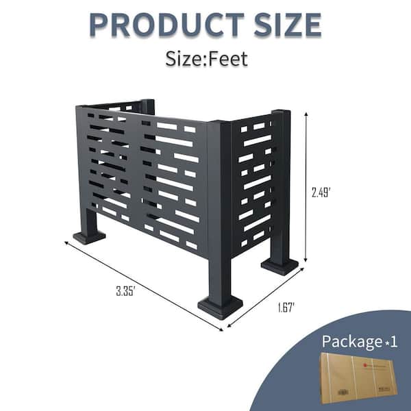 Sudzendf 3.35 ft. x 1.67 ft. Charcoal Air Conditioner Fence for Outdoor, Perfect to Conceal Air Conditioning Unit, 3 Fence Panels