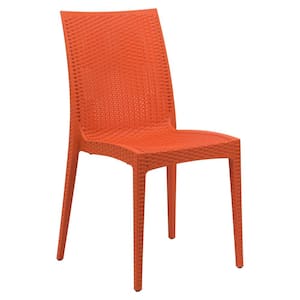 Orange Mace Modern Stackable Plastic Weave Design Indoor Outdoor Dining Chair