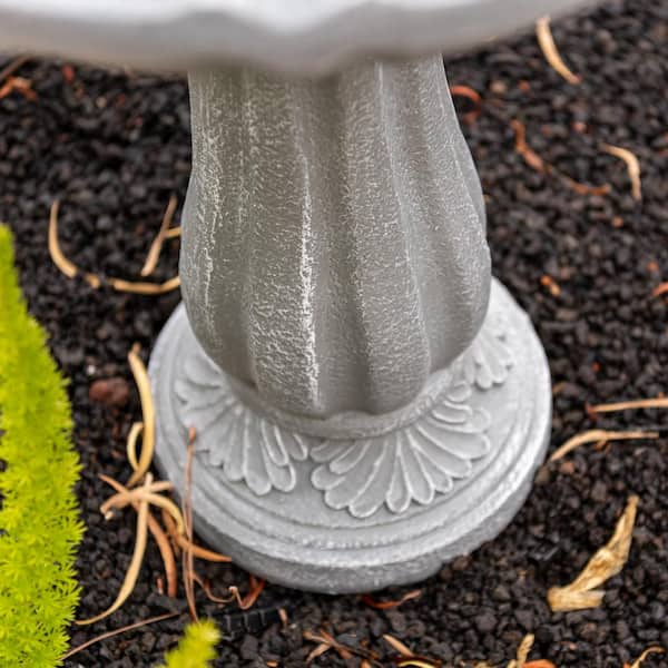 36.2" Solar Water Fountain, 2-Tier, Grey Resin, Outdoor, With Solar Panel & Solar Pump for Home Garden Yard Decor