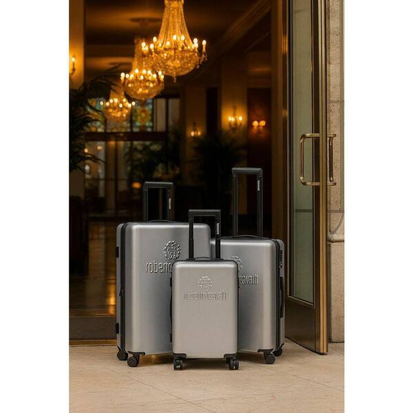 J&V TEXTILES Roberto Cavalli Luxury 3-Piece Silver Expandable Hard