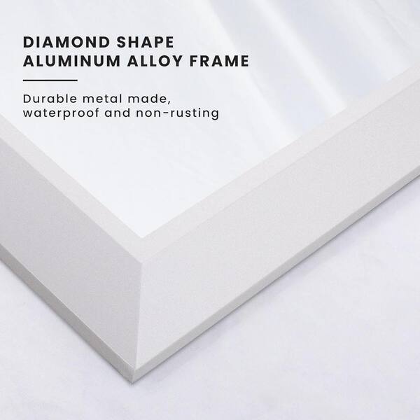 60 in. W x 36 in. H Rectangular Aluminum Alloy Framed and Tempered Glass Wall Bathroom Vanity Mirror in Matte White