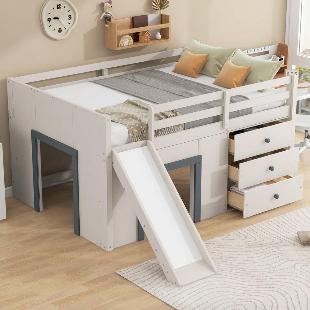 Harper & Bright Designs Full Loft Bed with Desk and Storage Shelves