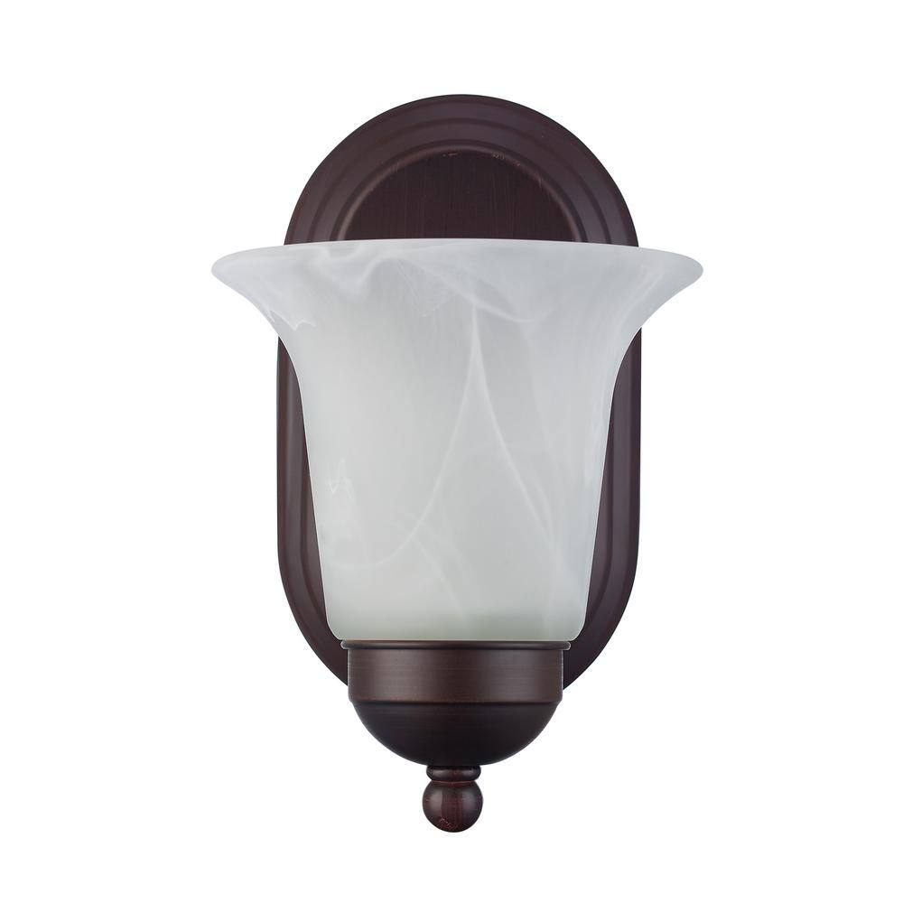 Bronze 6" Traditional Wall Sconce with Marbleized Glass Shade
