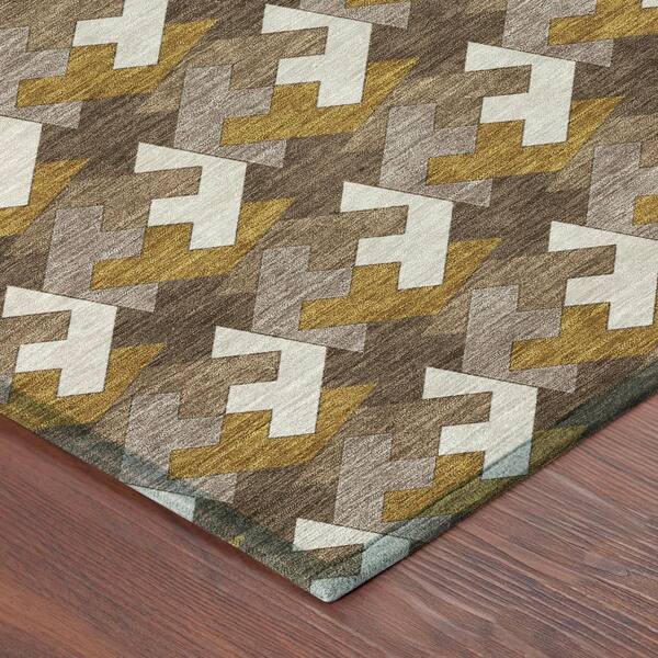 Chantille Machine Washable Indoor/Outdoor Abstract ACN2851 Chocolate 10 ft. x 14 ft. Area Rug