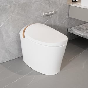 Tankless Elongated Smart Toilet Bidet 1.1/1.45 GPF in White with Auto Flush, Deodorization, Warm Water, Dryer