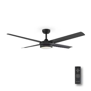 Laritza 56 in. LED Indoor/Outdoor Matte Black Ceiling Fan with Remote Control and White Color Changing Light Kit