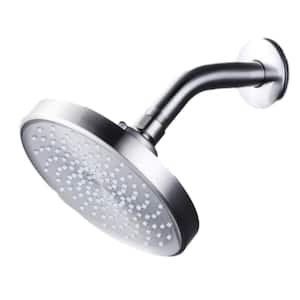1-Spray Patterns with 1.8 GPM 6 in. Wall Mount Rain Fixed Shower Head with 360° Rotatable in Brushed Nickel