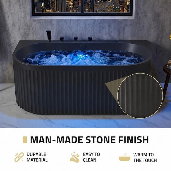 ANZZI Stone Belle 67 x 32 Combination Flat Bottom Freestanding