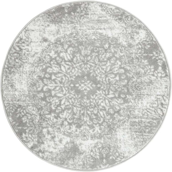 Unique Loom Sofia Grand Light Gray 3 ft. 3 in. x 3 ft. 3 in. Area Rug