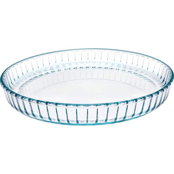 Glass Pie Dish 54 oz. Round Borosilicate Baking Pan with Rippled Edge Oven Safe up to 450F for Pie Quiche Tart