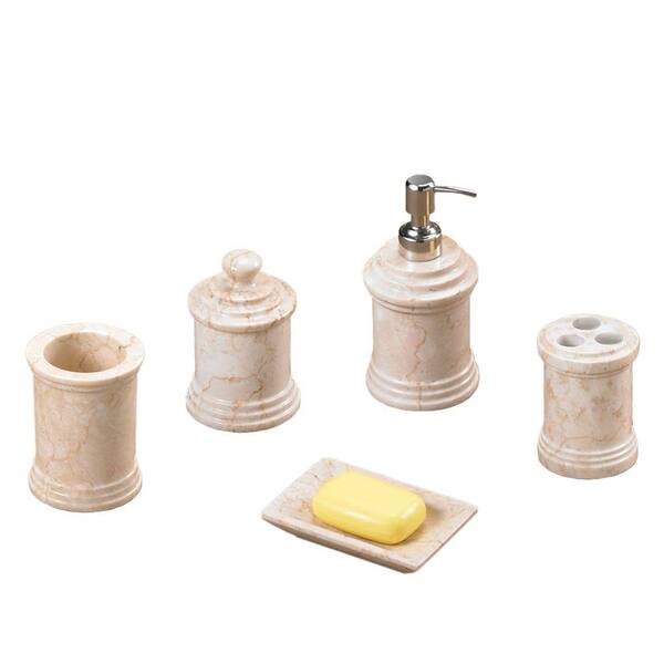 Creative Home Column 5-Piece Bath Set in Champagne Polished Marble