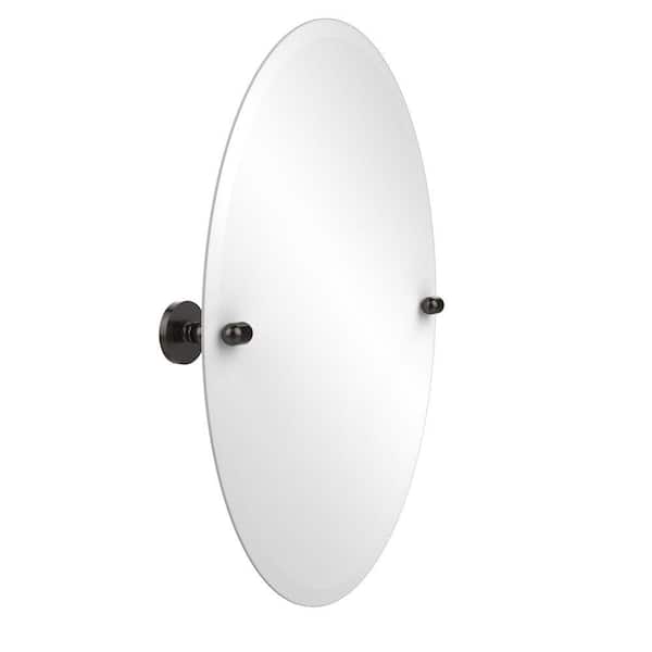 Allied Brass Tango Collection 21 in. x 29 in. Frameless Oval Single Tilt Mirror with Beveled Edge in Oil Rubbed Bronze