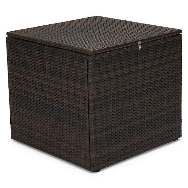 EDYO LIVING Wicker Outdoor Patio Storage Side Table