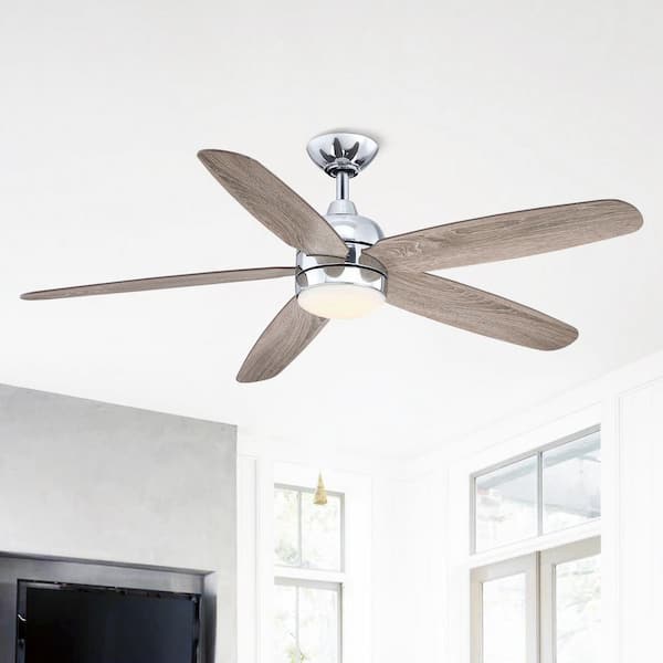 matrix decor 52 in. Indoor Chrome Standard 6-Speeds Ceiling Fan with 3000K Integrated LED Light and Remote Control