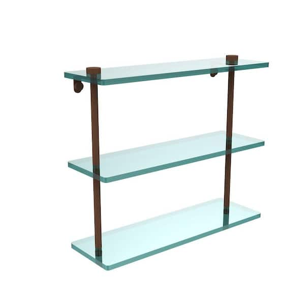 Allied Brass 22 in. L x 18 in. H x 5 in. W 3-Tier Clear Glass Bathroom Shelf  with Towel Bar in Satin Nickel NS-5/22TB-SN - The Home Depot