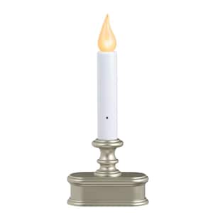 8.75 in. Pewter Amber LED Economy Battery Operated Candle with Base