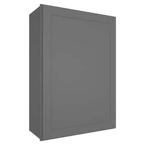 Gray Painted Shaker Style Ready to Assemble Wall Cabinet 1 Door Stock Kitchen Cabinet(18 in. W x 42 in. H x 12 in. D)