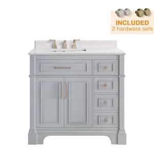 Melpark 36 in. W x 22 in. D x 34.5 in. H Single Sink Bath Vanity in Dove Gray with White Cultured Marble Top