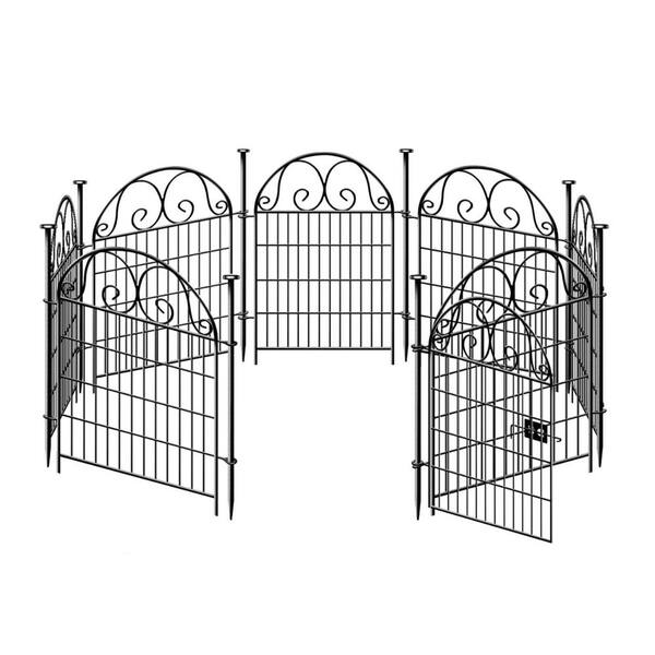  27 in. x 32 in. Heavy Duty Metal Temporary Dog Digging Fencing Barrier with Gate for Outdoor Yard (16-Pack)