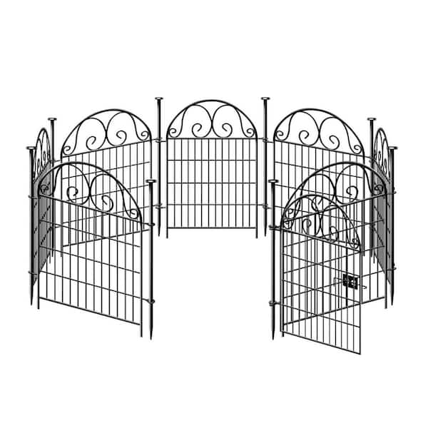 27 in. x 32 in. Heavy Duty Metal Temporary Dog Digging Fencing Barrier with Gate for Outdoor Yard (16-Pack)