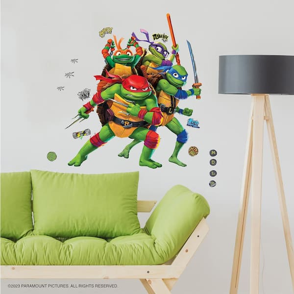 Teenage Mutant Ninja Turtles Green Mutant Mayhem Group Giant Vinyl Peel and  Stick Wall Decals