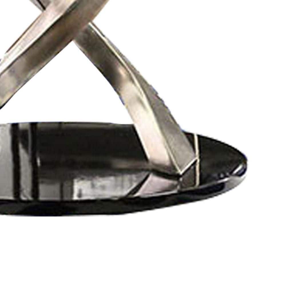 48" Round Glass Extendable Dining Table with Silver Base
