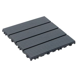 Outdoor 1 ft. x 1 ft. Composite Interlocking Tile Deck Tile in Gray(54 Per Box)