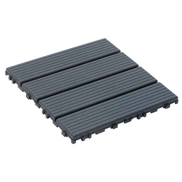 Tidoin Outdoor 1 ft. x 1 ft. Composite Interlocking Tile Deck Tile in Gray(54 Per Box)