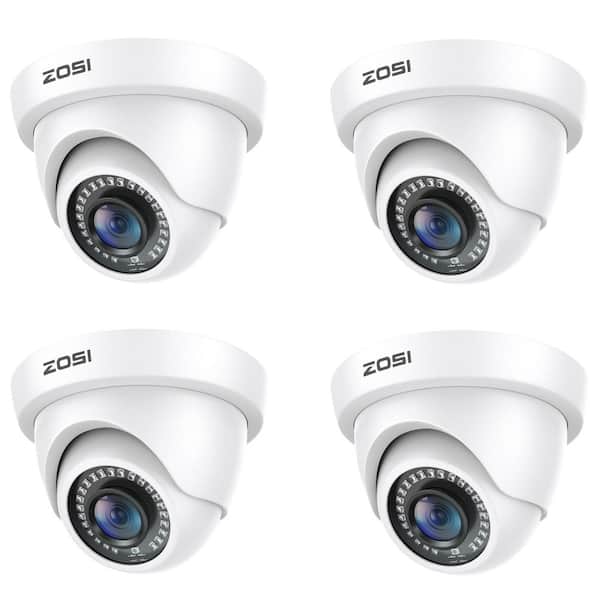 4Pcs 2MP Hardwired Hybrid 4 in 1 TVI CVI AHD CVBS Security Camera Outdoor For 960H,720P,1080P,5MP,4K analog DVR - White