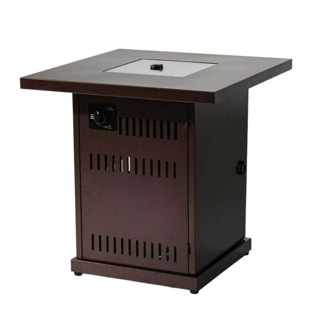 28 in. 50,000 BTU Square Steel Propane Gas Outdoor Fire Pit Table In Brown price history on PriceWatchPro