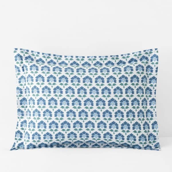 The Company Store Company Cotton Ellary Butti Blue Multi Cotton Percale Standard Sham