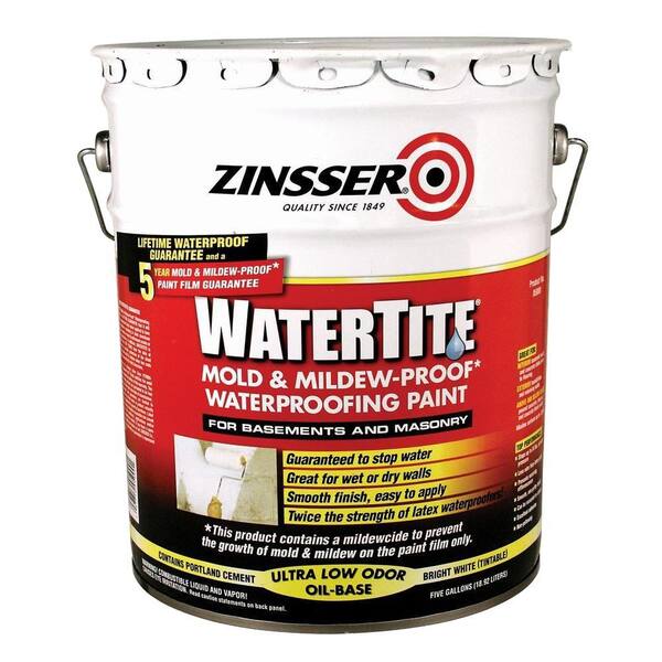 Zinsser 5 Gal Watertite Mold And Mildew Proof White Oil Based Waterproofing Paint 5000 The Home Depot - Home Depot Paint Basement Walls Zinsser 5 Gal Watertite Mold And Mildew Proof White Oil Based Waterproofing Paint 5000 The Home Depot - Home Depot Paint Basement Walls