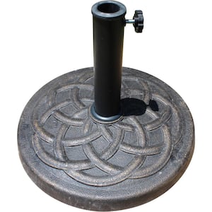 20 lbs. Round Patio Umbrella Base Stand, Rust Resistant Resin, 12.5 in. Base, Bronze Powder Coated
