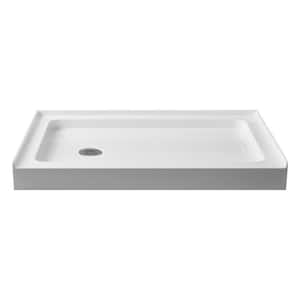 48 in. L x 32 in. W Alcove Shower Pan Base with Left Drain Shower Pan Base in White Single Threshold Shower Floor Pan