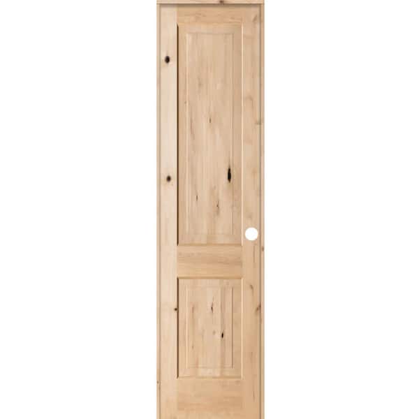 Krosswood Doors 18 in. x 96 in. Rustic Knotty Alder 2 Panel Square Top Solid Wood Left-Hand Single Prehung Interior Door