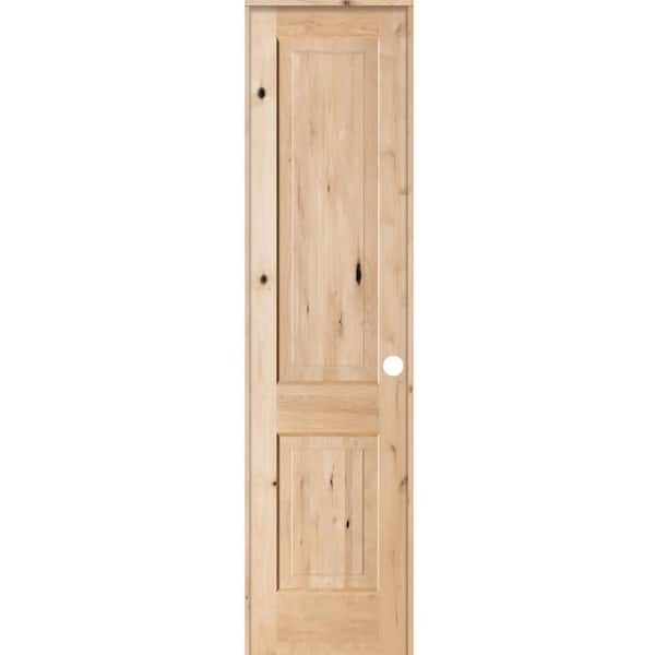 Krosswood Doors 24 in. x 96 in. 2-Panel Square Top Solid Wood Core Rustic Knotty Alder Left-Hand Single Prehung Interior Door