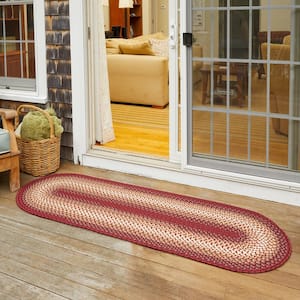 Pioneer Red Multi 4 ft. x 4 ft. Round Indoor/Outdoor Braided Area Rug